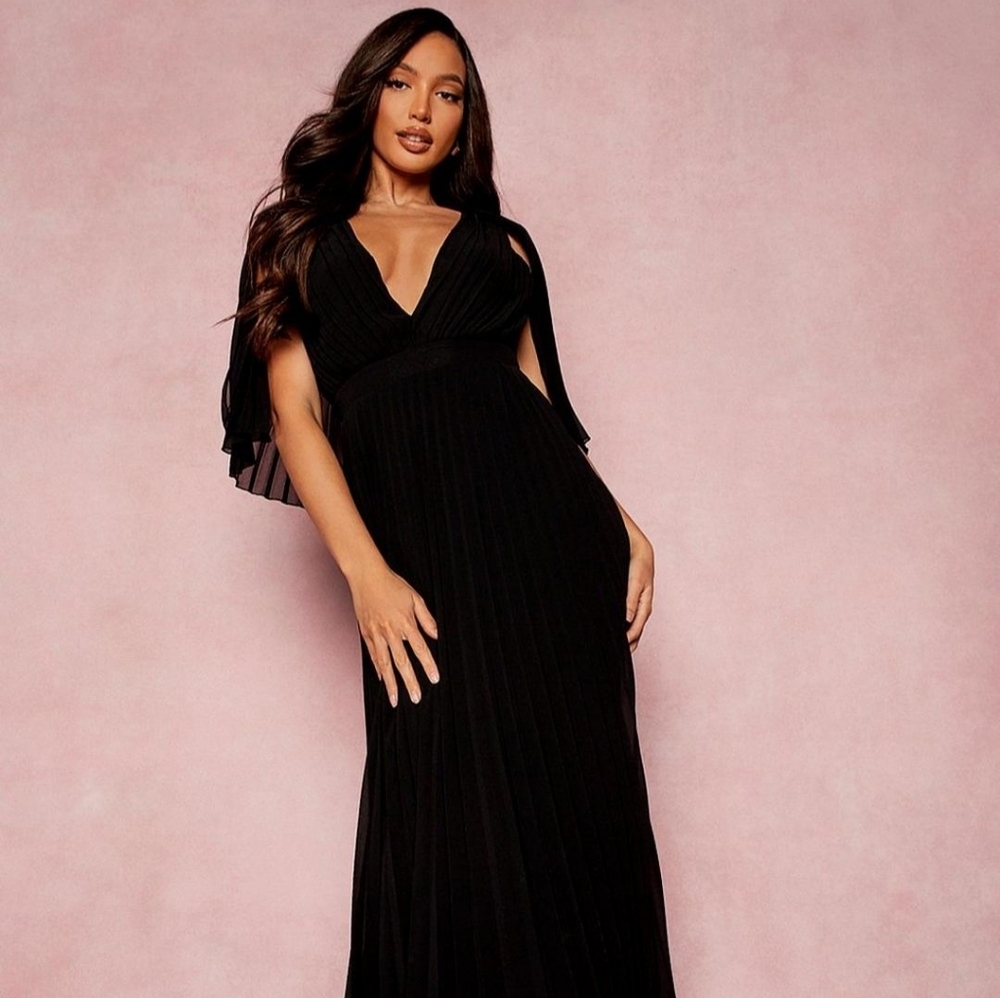 Tall Pleated Cape Maxi dress